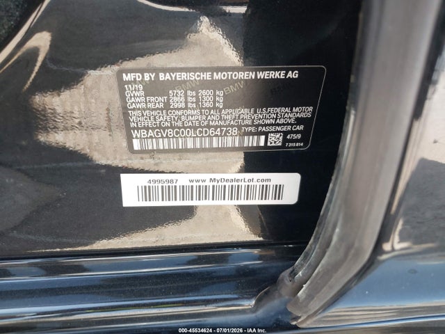 Aukcja sprzedaży 2020 Bmw M850i Gtan Coupe Xdrive, vin: WBAGV8C00LCD64738, numer aukcji: 45534624
