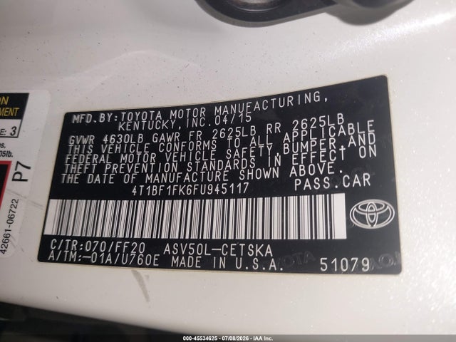Toyota CAMRY SE 2015 4T1BF1FK6FU945117 Image 9