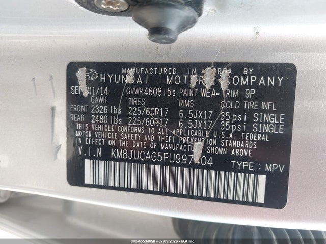 Aukcja sprzedaży 2015 Hyundai Tucson Se, vin: KM8JUCAG5FU997404, numer aukcji: 45534658