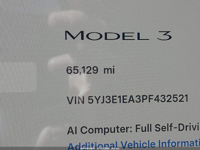 Aukcja sprzedaży 2023 Tesla Model 3 Rear-wheel Drive, vin: 5YJ3E1EA3PF432521, numer aukcji: 45534681