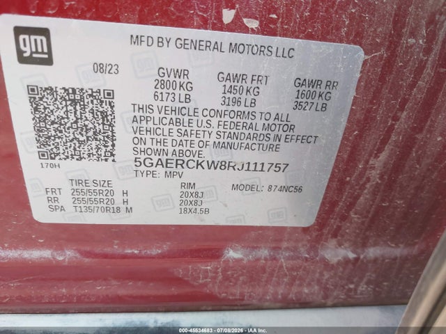 45534683 :رقم المزاد ، 5GAERCKW8RJ111757 vin ، 2024 Buick Enclave Premium Fwd مزاد بيع