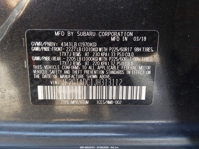 Subaru Crosstrek 2.0i Premium 2018 JF2GTADC1JH313112 Image 9