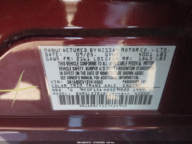 Nissan SENTRA SV 2025 3N1AB8CV1SY414940 Image 9