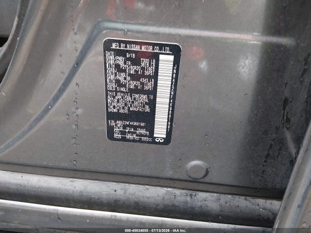 45534855 :رقم المزاد ، JN8AZ2NF4K9681981 vin ، 2019 Infiniti Qx80 Luxe مزاد بيع