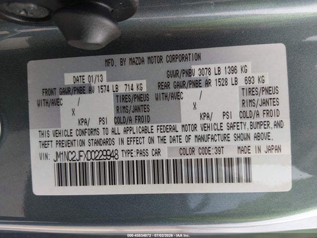 Aukcja sprzedaży 2013 Mazda Mx-5 Miata Sport, vin: JM1NC2JFXD0229948, numer aukcji: 45534872