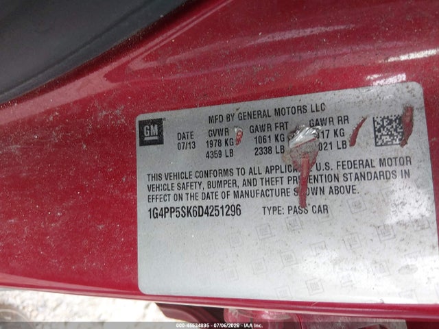 Продаж на аукціоні авто 2013 Buick Verano, vin: 1G4PP5SK6D4251296, номер лоту: 45534895