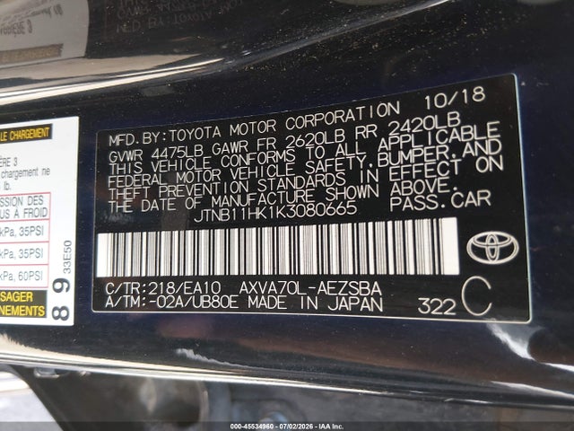 Toyota CAMRY SE 2019 JTNB11HK1K3080665 Image 9