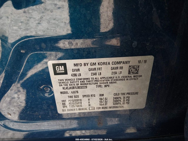 Aukcja sprzedaży 2020 Buick Encore Fwd Preferred, vin: KL4CJASB1LB032229, numer aukcji: 45534968