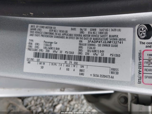 Ford FIESTA S 2018 3FADP4TJ2JM132741 Image 9