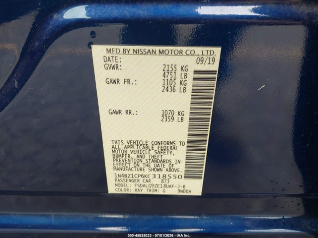 1N4BZ1CP6KC318550 Nissan Leaf Sl Plus