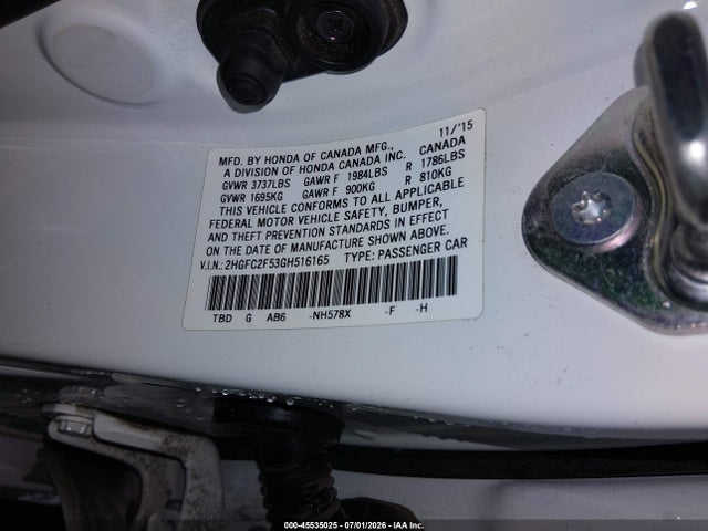 Honda Civic Lx 2016 2HGFC2F53GH516165 Image 9