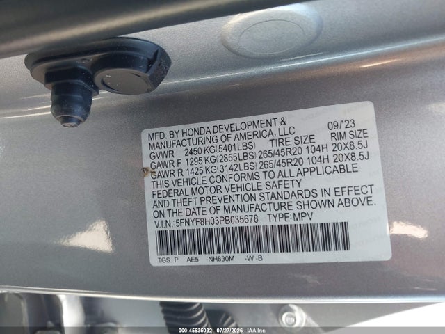 Honda Passport Awd Elite 2023 5FNYF8H03PB035678 Image 9