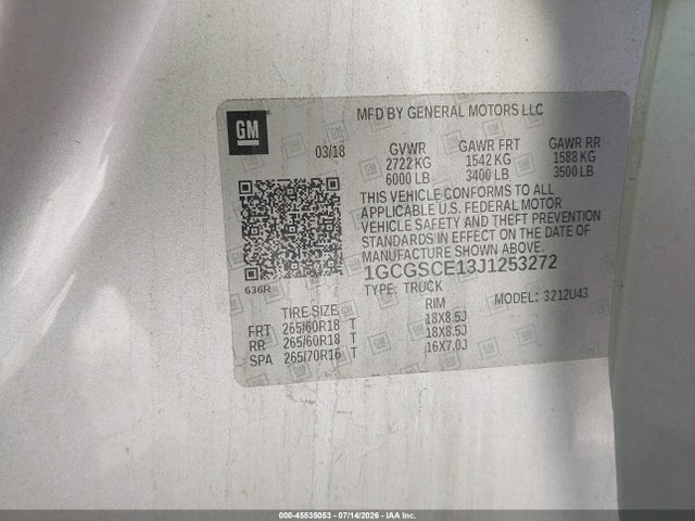 Chevrolet Colorado Lt 2018 1GCGSCE13J1253272 Image 9