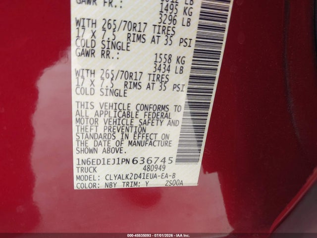 Nissan Frontier Pro-x 4x2 2023 1N6ED1EJ1PN636745 Image 9