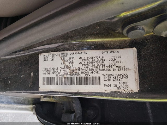 Продаж на аукціоні авто 2000 Toyota 4runner Limited V6, vin: JT3HN87R7Y9032365, номер лоту: 45535098