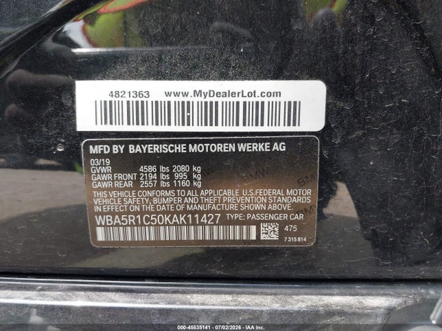 Aukcja sprzedaży 2019 Bmw 330i, vin: WBA5R1C50KAK11427, numer aukcji: 45535141