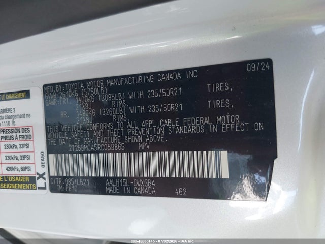 45535145 :رقم المزاد ، 2T2BBMCA5RC059865 vin ، 2024 Lexus Rx 350h Premium Plus مزاد بيع