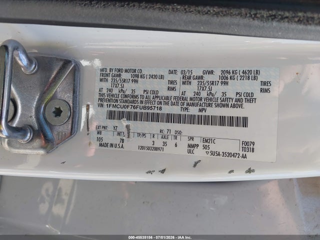 Ford ESCAPE S 2015 1FMCU0F76FUB95718 Image 9