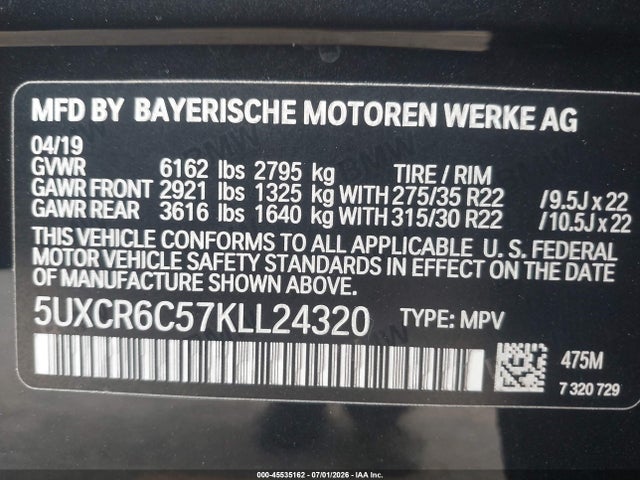 5UXCR6C57KLL24320 BMW X5 Xdrive40i