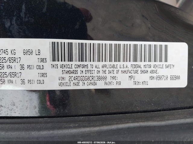 Продаж на аукціоні авто 2012 Dodge Grand Caravan Crew, vin: 2C4RDGDG0CR138000, номер лоту: 45535212