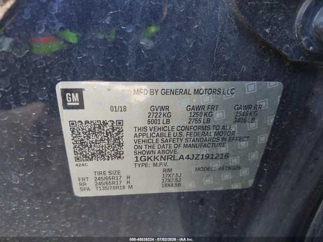 GMC Acadia Sle-1 2018 1GKKNRLA4JZ191216 Image 9