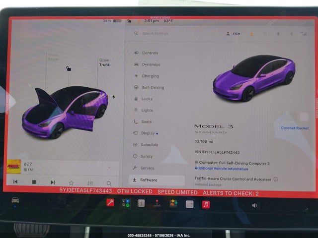 Продажа на аукционе авто 2020 Tesla Model 3 Standard Range Plus Rear-wheel Drive/standard Range Rear-wheel Drive, vin: 5YJ3E1EA5LF743443, номер лота: 45535248