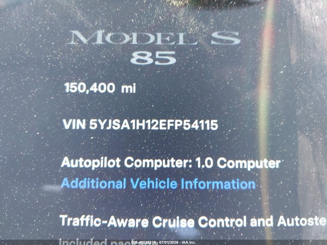 45535319 :رقم المزاد ، 5YJSA1H12EFP54115 vin ، 2014 Tesla Model S P85 مزاد بيع