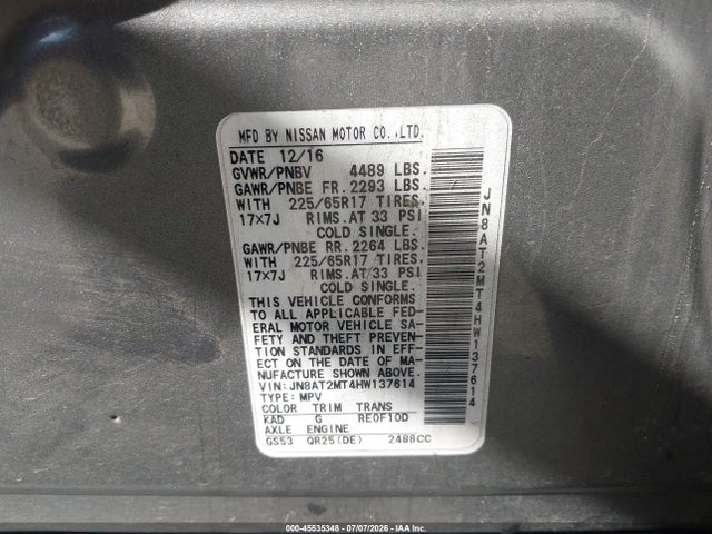 Nissan ROGUE S 2017 JN8AT2MT4HW137614 Image 9