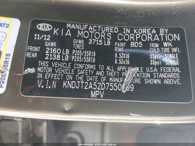 Продаж на аукціоні авто 2013 Kia Soul, vin: KNDJT2A52D7550699, номер лоту: 45535366