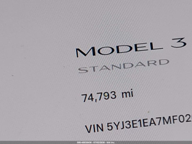 Продажа на аукционе авто 2021 Tesla Model 3 Standard Range Plus Rear-wheel Drive, vin: 5YJ3E1EA7MF026107, номер лота: 45535436