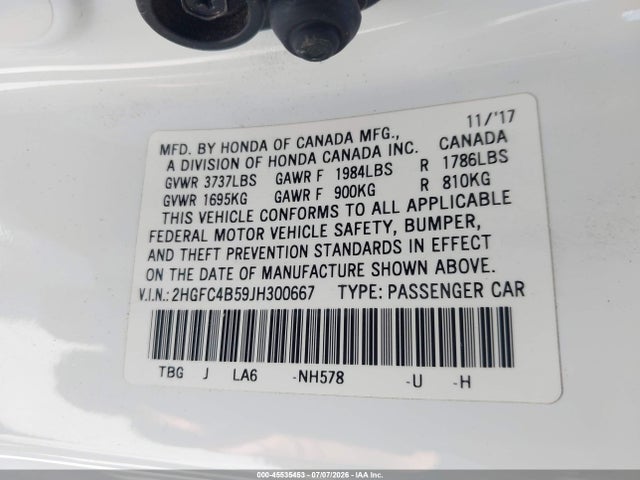Honda Civic Lx 2018 2HGFC4B59JH300667 Image 9