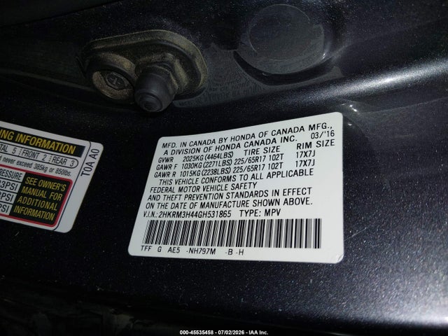 2HKRM3H44GH531865 Honda CR-V SE