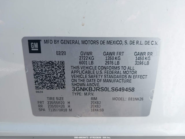 Продажа на аукционе авто 2020 Chevrolet Blazer Awd 3lt, vin: 3GNKBJRS0LS649458, номер лота: 45535473