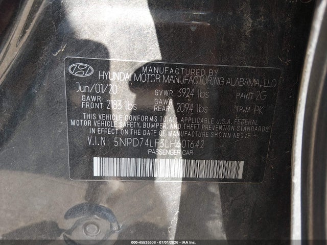 5NPD74LF3LH601642 Hyundai ELANTRA SE