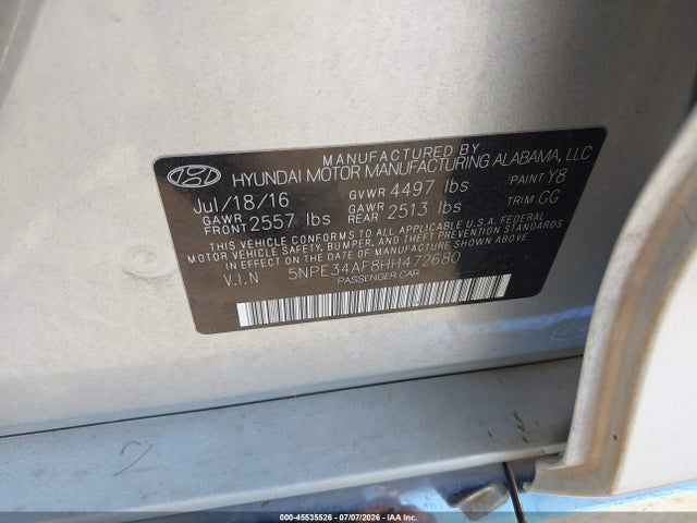 Hyundai Sonata Sport 2017 5NPE34AF8HH472680 Image 9