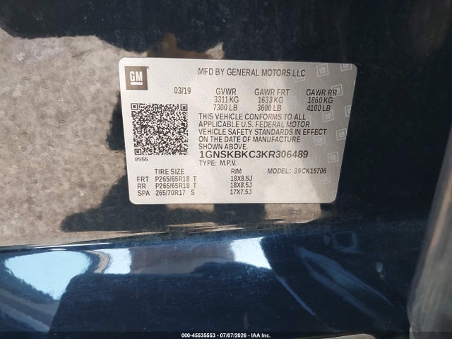 Chevrolet Tahoe Lt 2019 1GNSKBKC3KR306489 Image 9