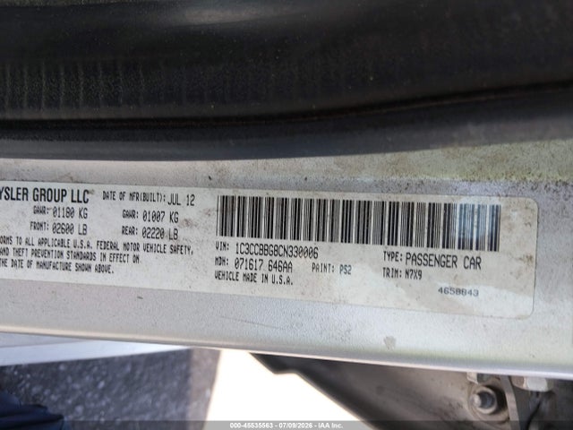 Продаж на аукціоні авто 2012 Chrysler 200 Touring, vin: 1C3CCBBG8CN330006, номер лоту: 45535563