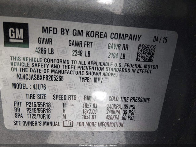 KL4CJASBXFB205265 Buick Encore