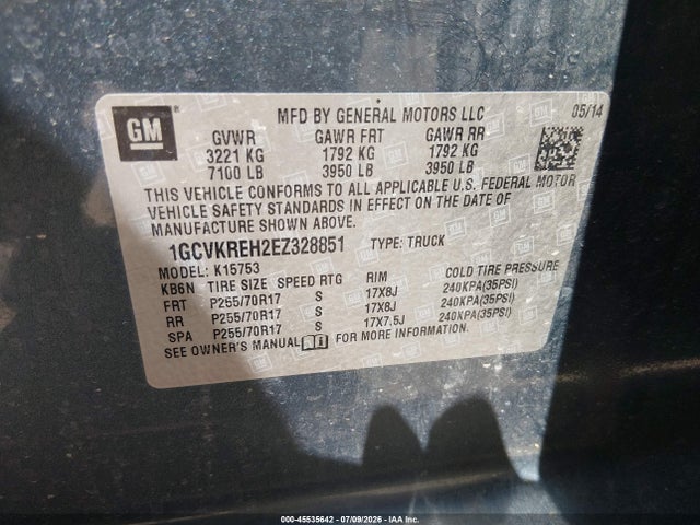 Продаж на аукціоні авто 2014 Chevrolet Silverado 1500 Lt, vin: 1GCVKREH2EZ328851, номер лоту: 45535642