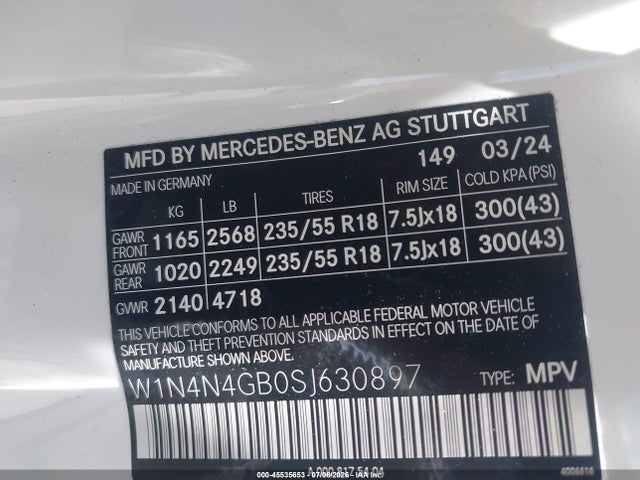 Продаж на аукціоні авто 2025 Mercedes-benz Gla 250 4matic, vin: W1N4N4GB0SJ630897, номер лоту: 45535653