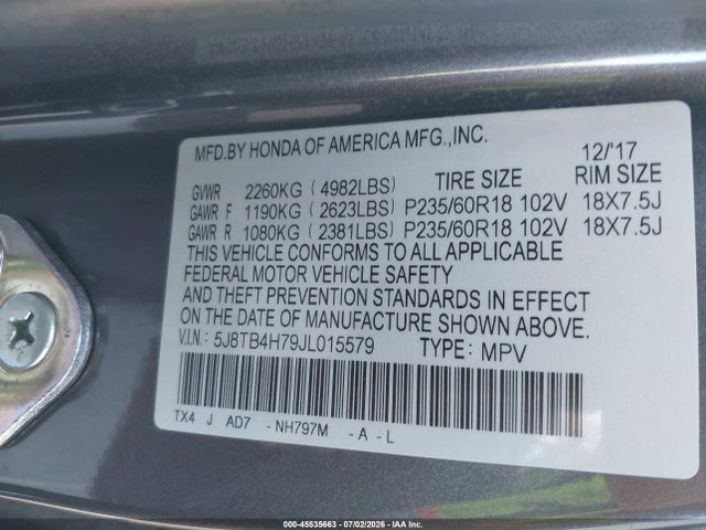 5J8TB4H79JL015579 Acura Rdx Advance Package