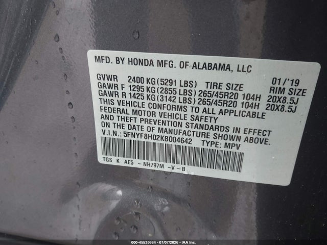 5FNYF8H02KB004642 Honda Passport Elite