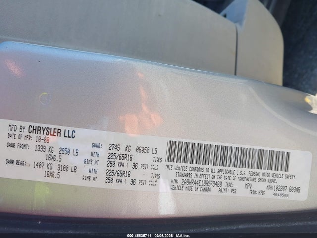 45535711 :رقم المزاد ، 2A8HR44E19R573488 vin ، 2009 Chrysler Town & Country Lx مزاد بيع