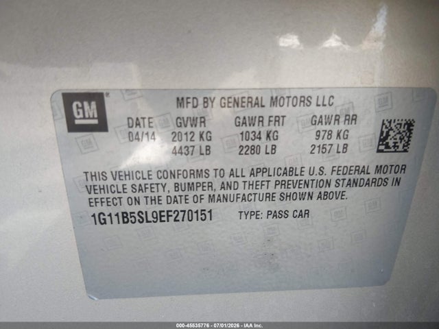 Chevrolet Malibu 1ls 2014 1G11B5SL9EF270151 Image 9