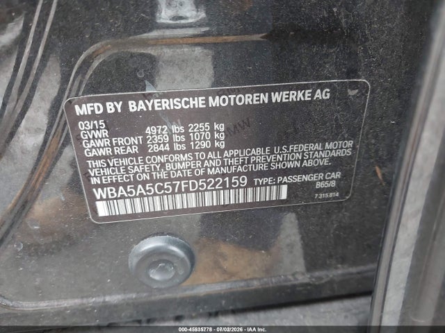 BMW 528I 2015 WBA5A5C57FD522159 Image 9