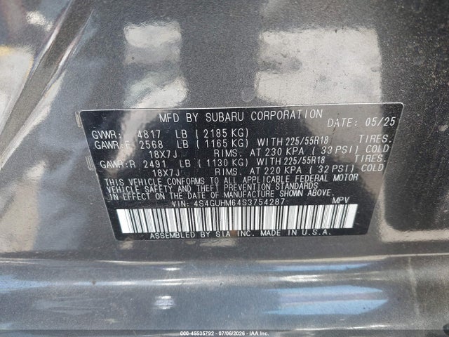 Subaru Crosstrek Limited 2025 4S4GUHM64S3754287 Image 9