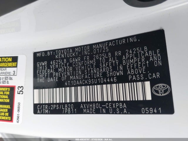 Toyota CAMRY XSE 2025 4T1DAACK9SU104446 Image 9