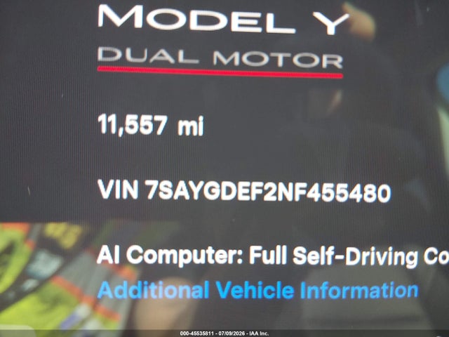 Продажа на аукционе авто 2022 Tesla Model Y Performance Dual Motor All-wheel Drive, vin: 7SAYGDEF2NF455480, номер лота: 45535811