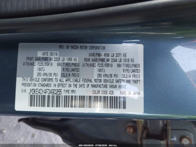 Продаж на аукціоні авто 2015 Mazda Cx-5 Grand Touring, vin: JM3KE4DY4F0490265, номер лоту: 45535839