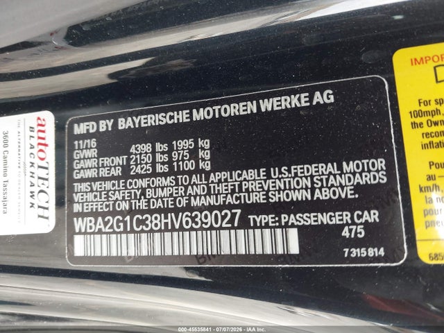 BMW M240i 2017 WBA2G1C38HV639027 Image 9